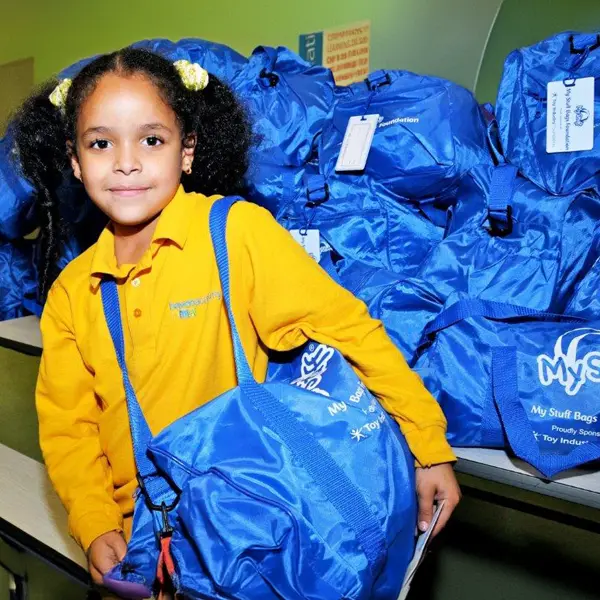 Smiling Girl with My Stuff Bag